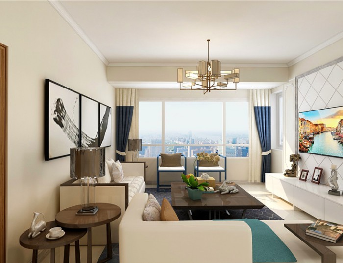 山海城110㎡新中式風(fēng)格裝修效果圖